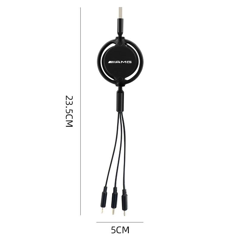 Car USB Quick Charger Data Cable Micro Type-C Lightning 3 In 1 For Mercedes Benz AMG GLE GLS CLA CLE GLC CLS GLA Tire Valve Cap