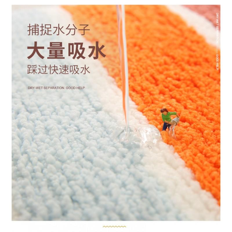 Soft Absorbent Bathroom Mat Non-Slip Floor Rug Entryway Toilet Shower Area Geometric Square Shape Machine Washable