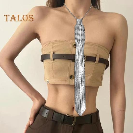 Sparkling Neck Tie Shiny Rhinestones Flat Mesh Style Metal Neck Straps Bling Necktie Christmas Gift Tie Parties Photography Props