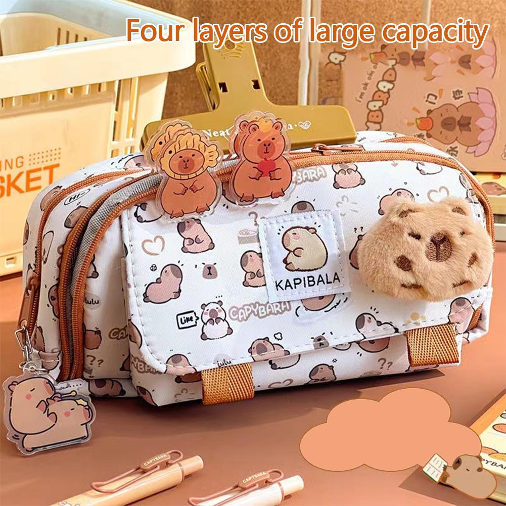 Милый мультяшный органайзер для канцелярских принадлежностей с четырехслойным дизайном для студентов