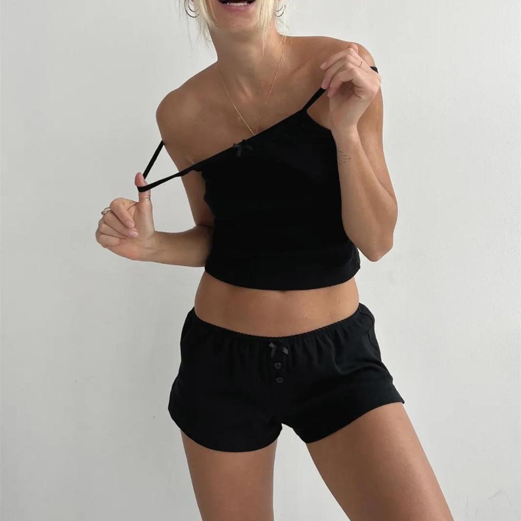 Эксклюзивный европейско-американский женский жаккардовый комплект из майки и шорт Весна/Лето 2025