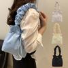 Large Capacity Nylon Shoulder Bag Versatile Drawstring Handbag Stylish Pleated Tote Bag  Women's