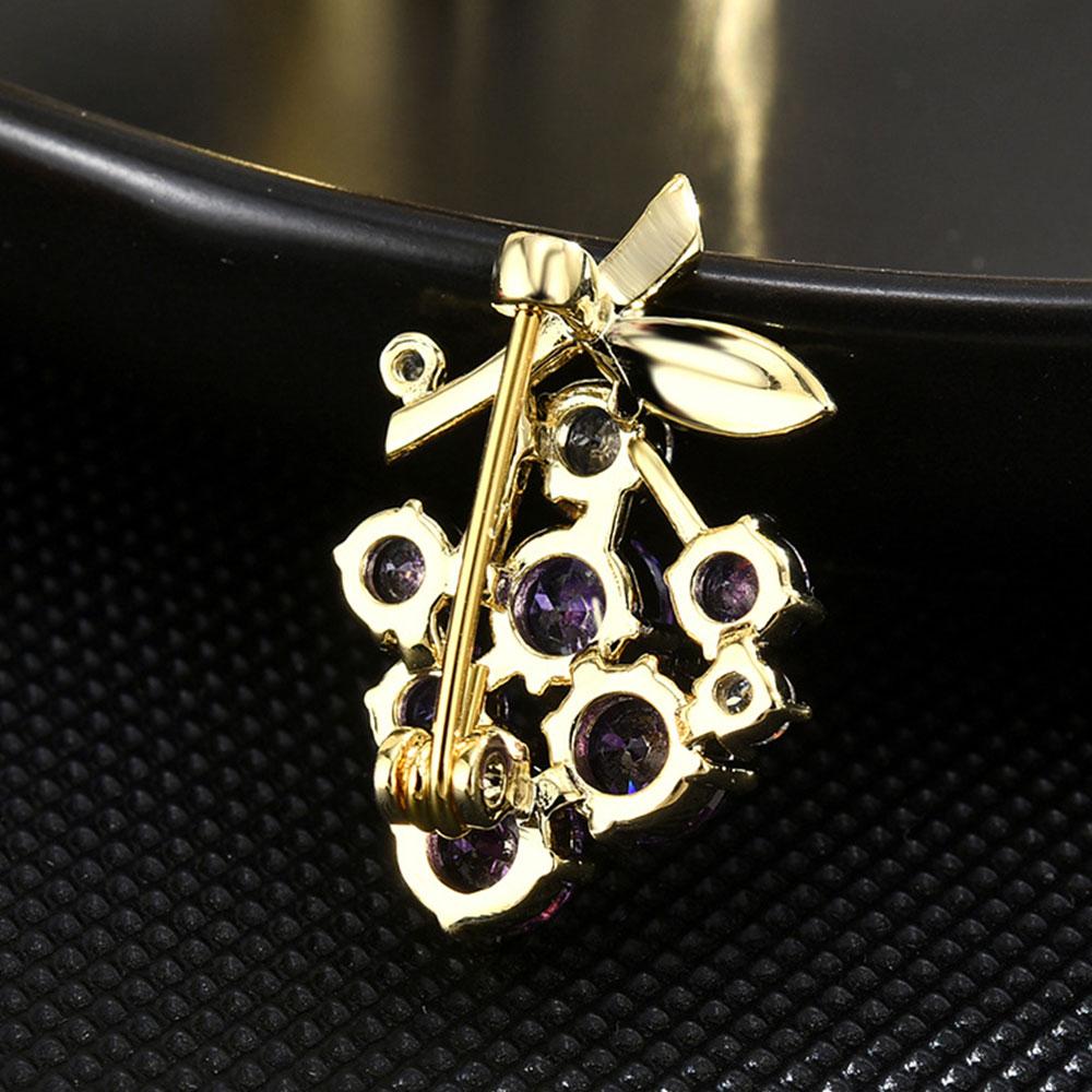 Grape Crystal Brooch Pin Rhinesone Fruits Women's Brooches Wedding Jewelry Gifts