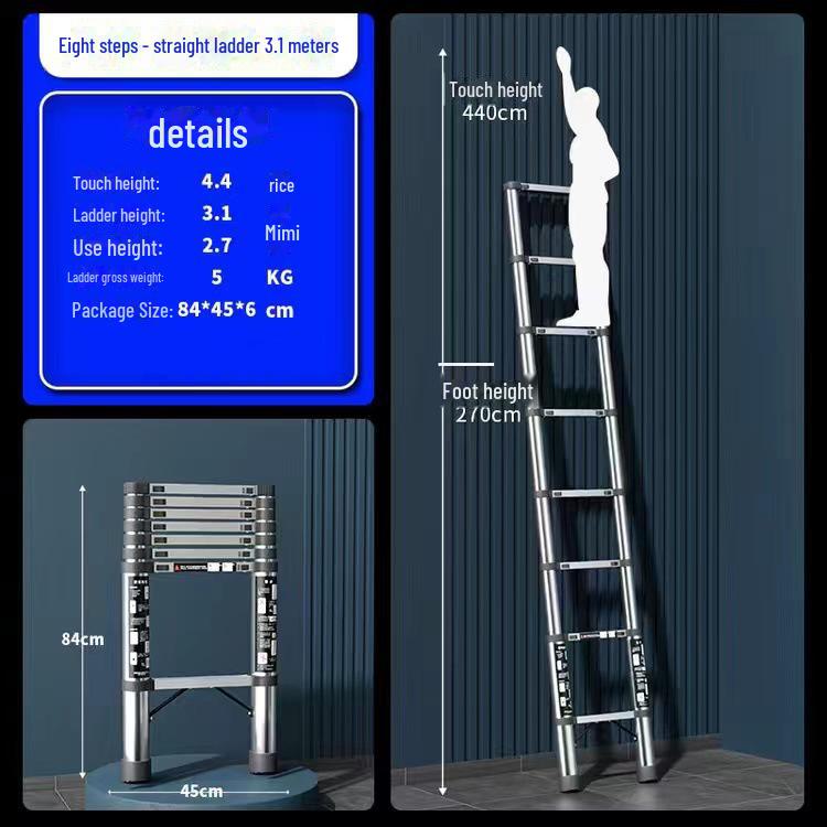 Многофункциональная складная телескопическая лестница из нержавеющей стали