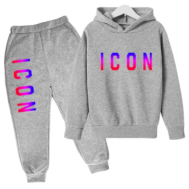 Kids Hoodie Colorful Letters Print Pullover 3-12 Years Fashion Sweatshirt+ Pants 2P Boy Girl Toddler Clothing Leisure Sports Set