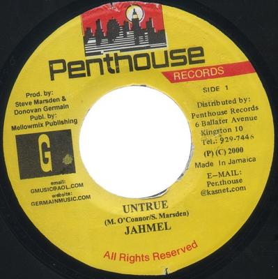 7-дюймовая пластинка JAHMEL - Untrue NONE Penthouse Recor 2000 Ямайка Регги, Ска и Даб Б/У