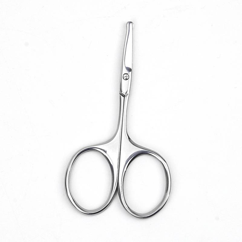 Stainless steel portable nose hair trimmer, eyebrow trimmer, round-head manual eyebrow scissors, mini beauty tool, anti-scratch