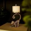 Aluminium Monkey Pillar Candle Holder for Home Decor | Tabletop Showpiece for Gifting – Gold (Candle Not Included)