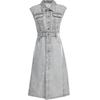 ONLY Women's Lapel High-Waist Sleeveless A-line Denim Midi Dress