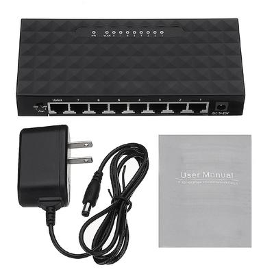 5V 10/100 Мбит/с 8 портов Гигабитный Ethernet сетевой коммутатор Интернет-хаб с адаптером питания для ТВ, компьютера, игр Черный