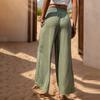 Spring And  New Cotton And Linen Trousers For Women Solid Color High Waist Loose Casual Wide Leg Trousers
