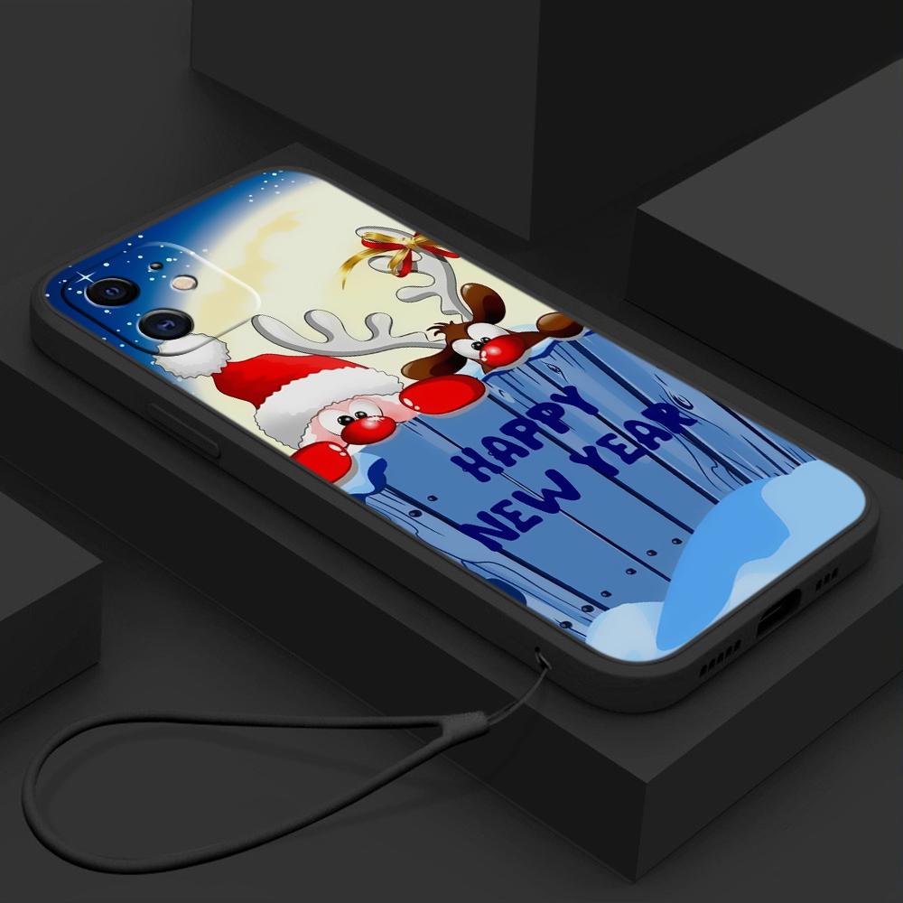 Samsung Galaxy A24 A54 A14 A23 для iPhone 11 12 13 14 15 Pro Max Xiaomi Redmi 13C Huawei Straight Edge Мягкий чехол для телефона A2 Новогодний рождественский дизайн