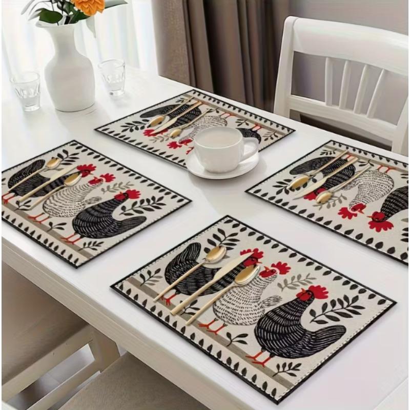 Vintage Rural Chicken Patterned Placemat Suitable for Birthday Gifts Holiday Gifts  Kitchen and Party Gifts Home Decoration