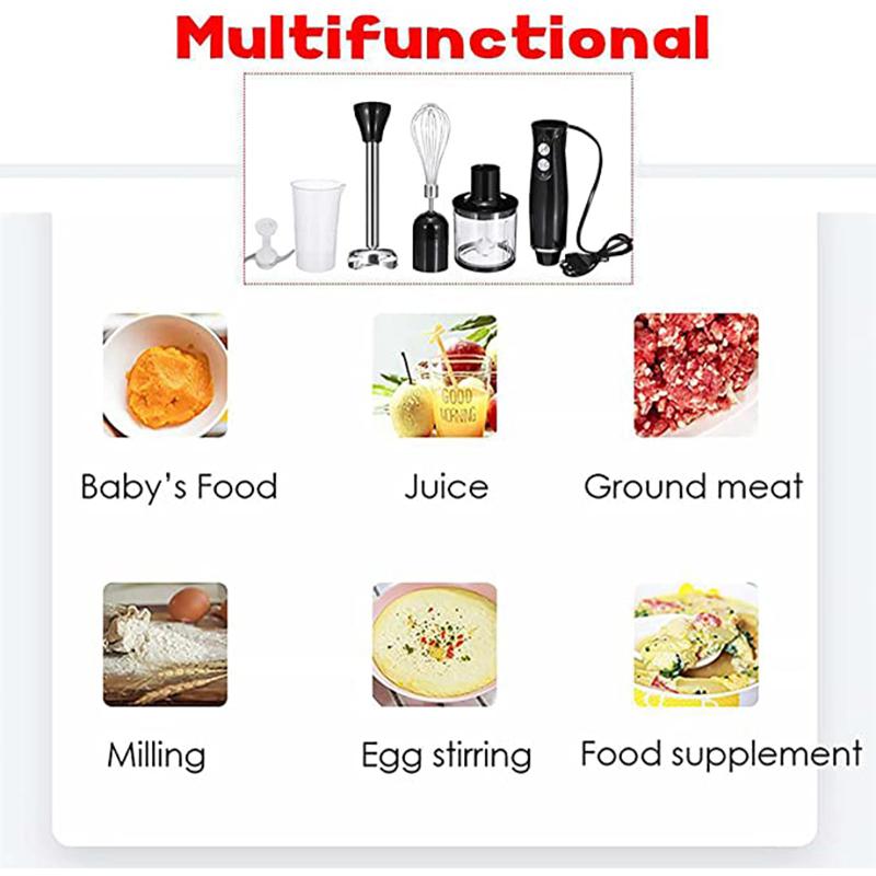 Электрический миксер 4 в 1, ручной миксер из нержавеющей стали, кухонный комбайн, венчик для яиц, чашка для смузи, соковыжималка, мясорубка
