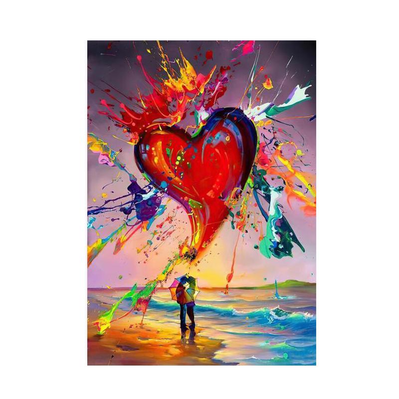 Акварель Радуга Дождь Любители Холста Картины Абстрактные Граффити Искусство Пары Обниматься Настенная Картина для Гостиной Домашний Декор
