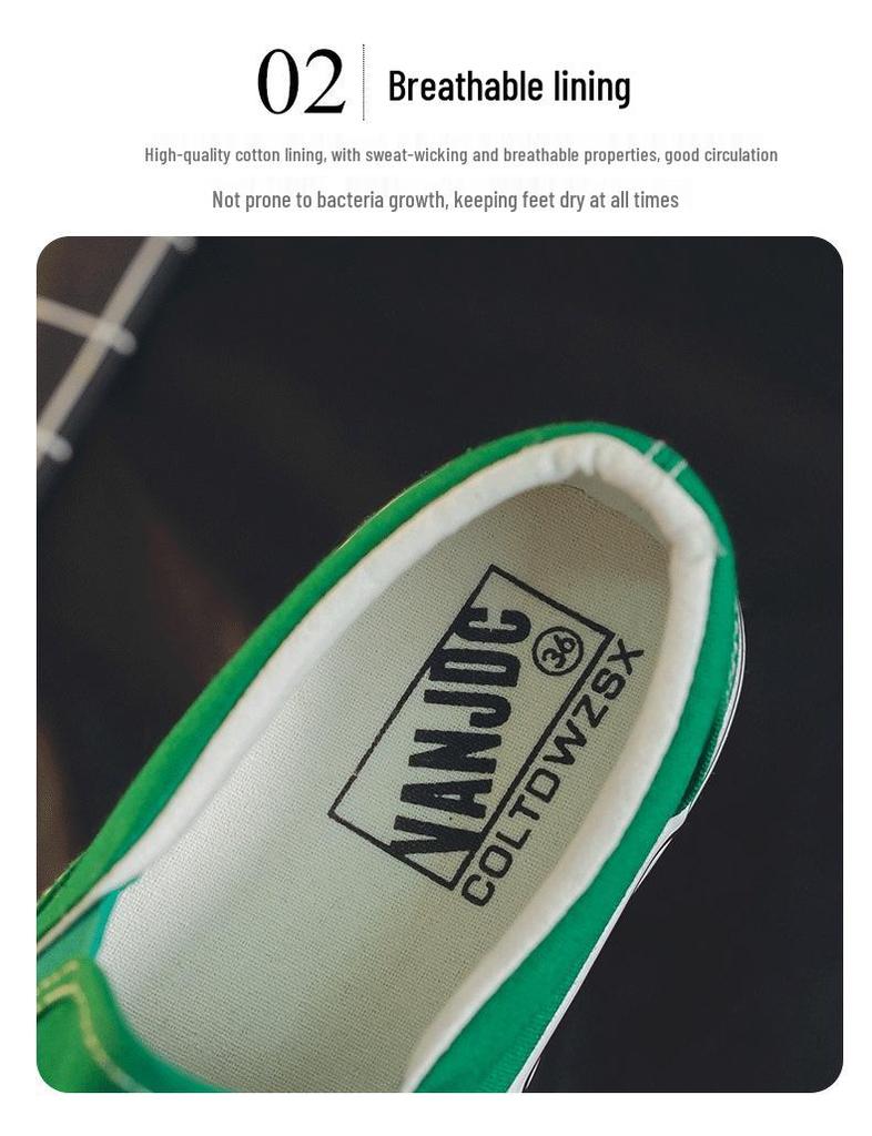 Женские парусиновые слипоны на осень 2025 года - Повседневные белые кроссовки в корейском стиле