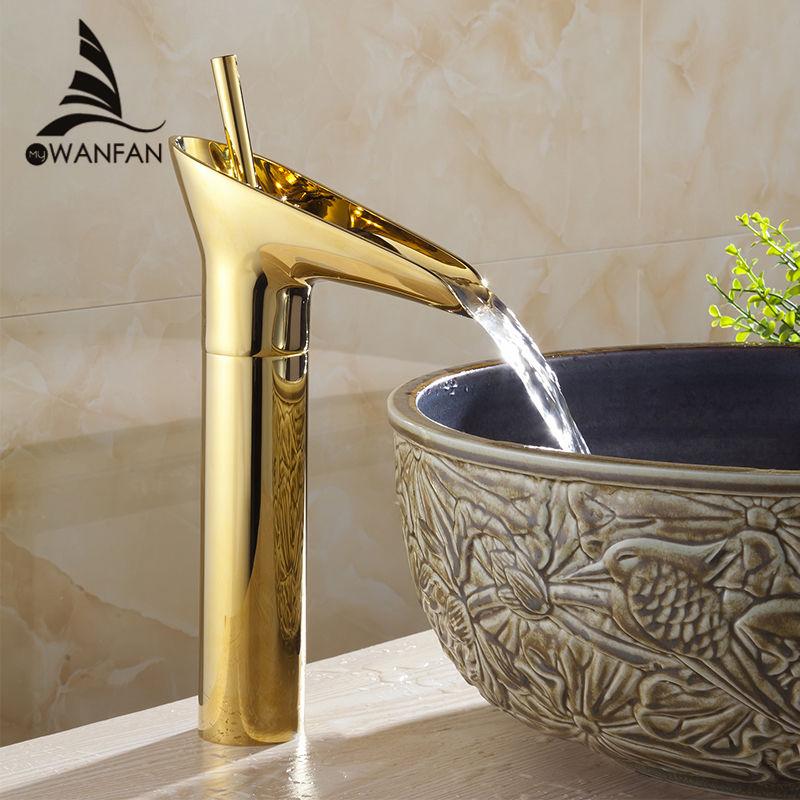 Basin Faucets Waterfall Bathroom Antique Faucet Single Handle Torneiras Para Banheiro Mixer Tap Deck Mounted Water Tap AL-9207K