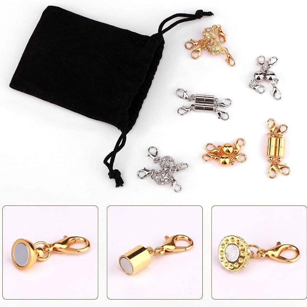 12pcs Gold & Silver Magnet Connector Clasp DIY Magnetic Jewelry Extender Necklace Clasps Necklaces