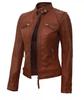 Brown Stylish Women's Leather Jacket Handmade Genuine Lambskin Biker Motorcycle