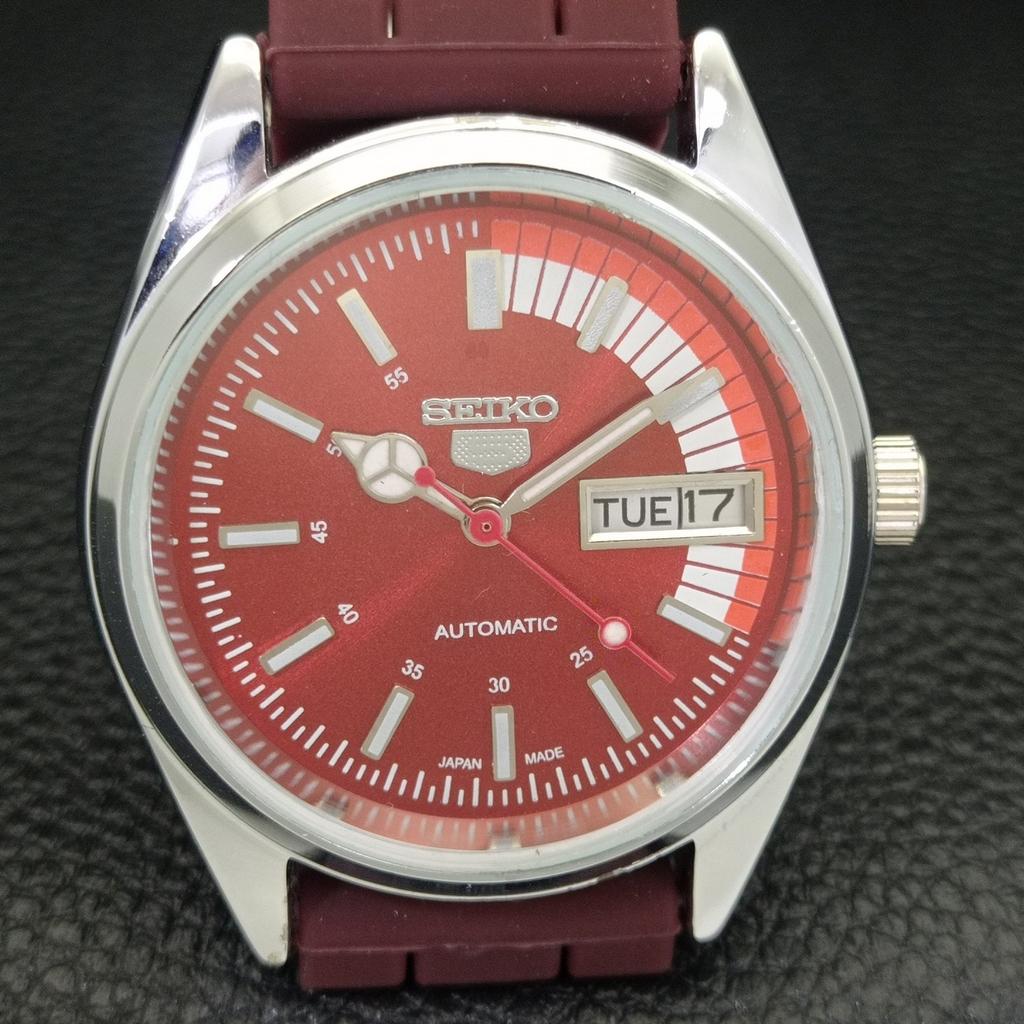 ВИНТАЖНЫЕ ОТРЕМОНТИРОВАННЫЕ МУЖСКИЕ АВТОМАТИЧЕСКИЕ ЧАСЫ SEIKO 5 6309A ЯПОНИЯ КРАСНЫЙ ЦИФЕРБЛАТ a440855-4
