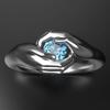 New European Style Fashionable Hands Hugging Sapphire Ring Inlaid with Gemstone Jewelry