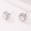 Delicate Small Round Stud Earrings Women With Shiny Cubic Zirconia Simple Versatile For Teens Fashion Jewelry