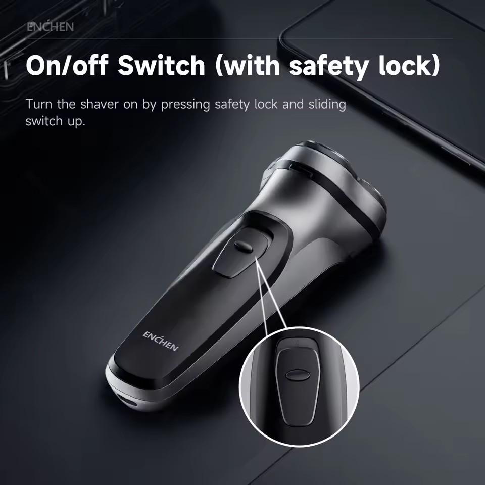 Xiaomi ENCHEN Blackstone Electric Rotary 3D Shaver Type-C Quick Charging Precision Trimmer And Safety Lock Razor