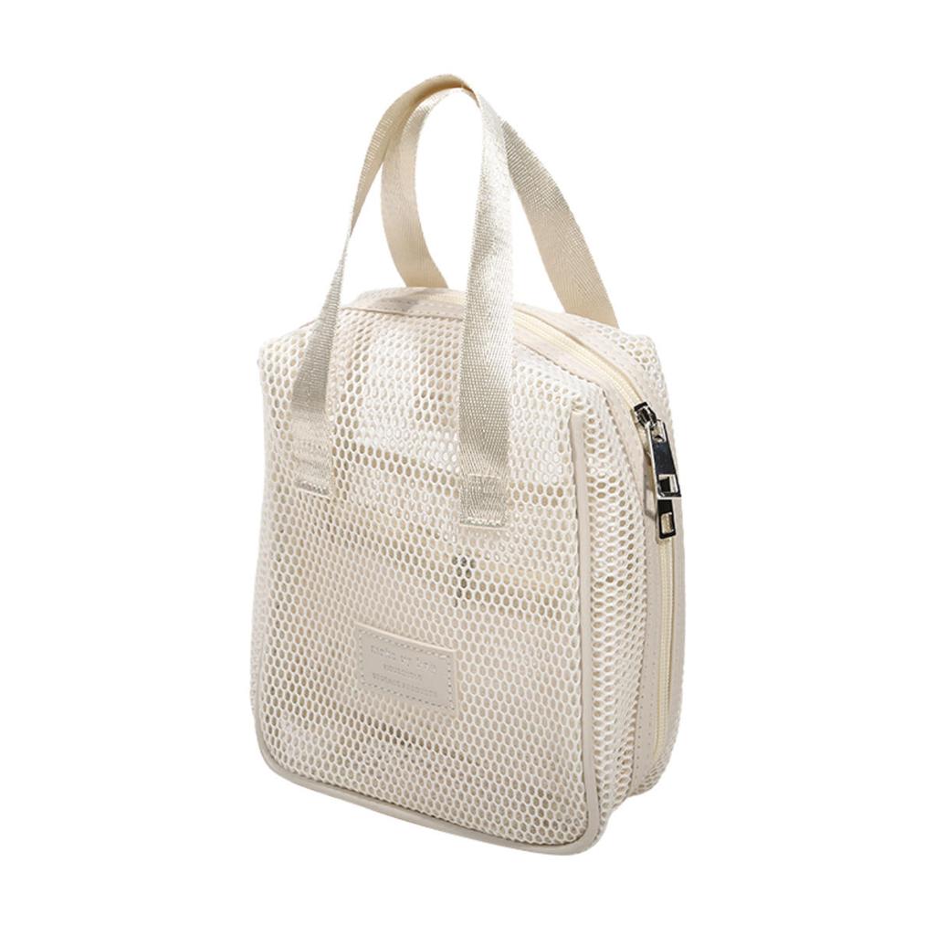 Travel Portable Large Capacity Zipped Mesh Cosmetic Bag Organizer Handbag Casual Multi-compartment Pocket Toiletry Pouch