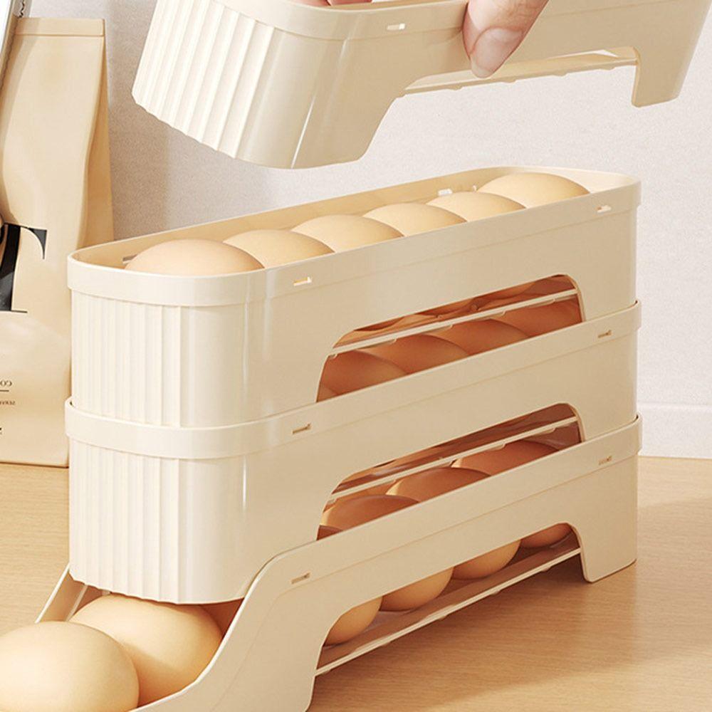 Large Capacity Automatic Egg Roller Slide Organizer Refrigerator Egg Storage Box  Kitchen