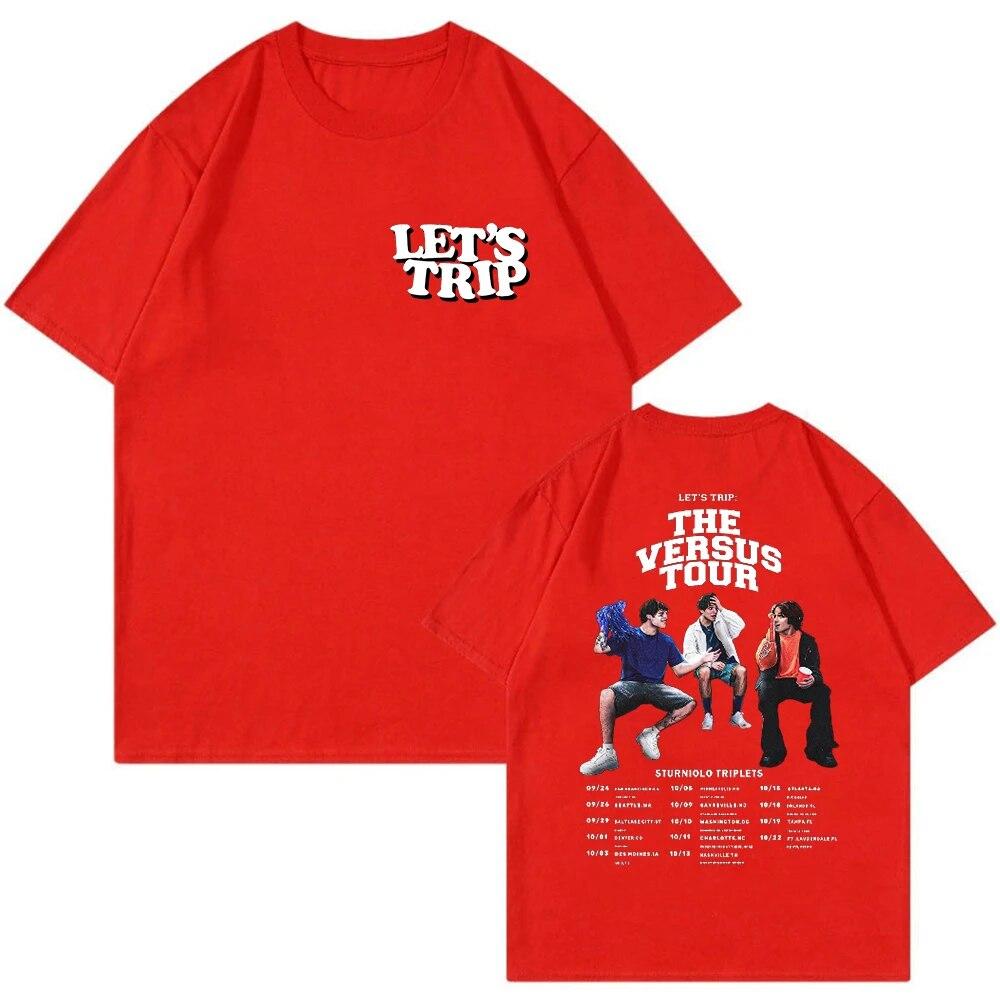 Sturniolo Triplets Merch Let's Trip 2023 The Versus Tour Футболка с круглым вырезом с коротким рукавом Уличная одежда унисекс Женская футболка Модная одежда унисекс