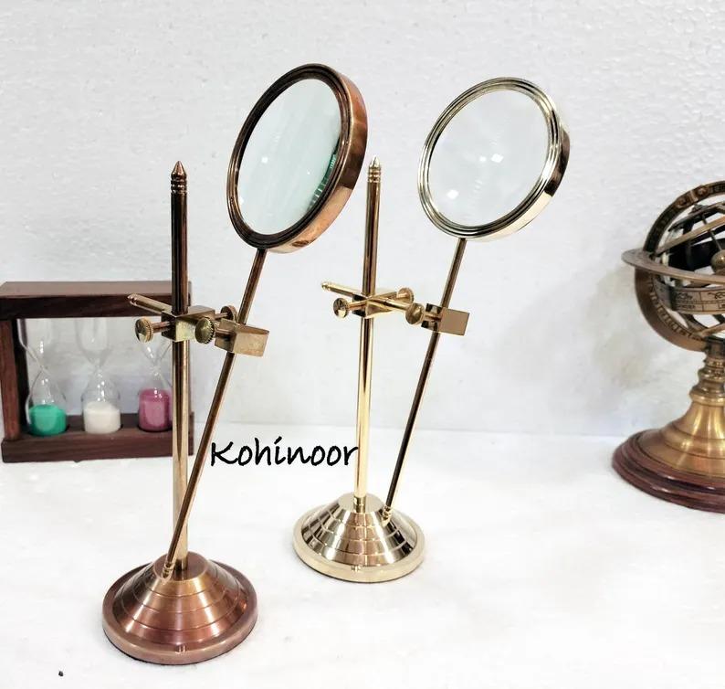 Brass Adjustable Magnifying Glass: Desktop Decor, 4X Lens