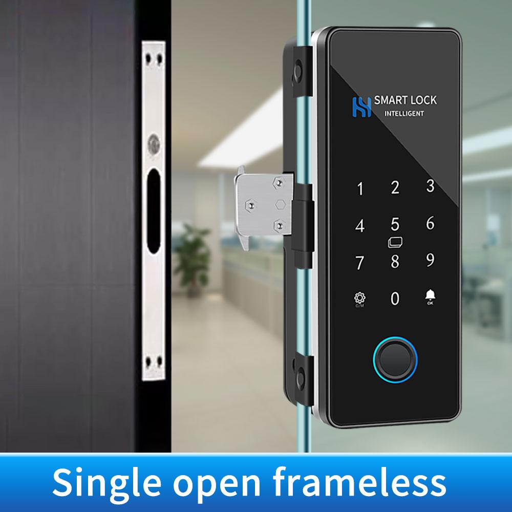 Стеклянный дверной замок с отпечатком пальца Bluetooth Умный замок для раздвижной стеклянной двери Электронный замок с RFID-картой Управление через приложение Hahalock