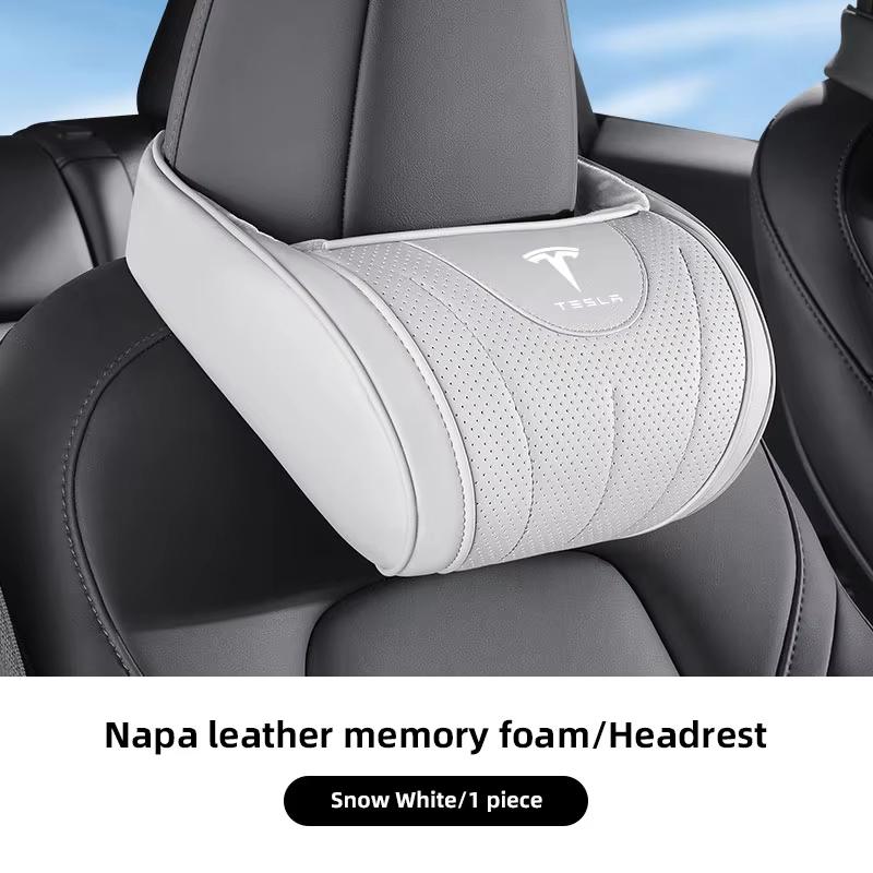 For Tesla Model 3 / Y Juniper Car Headrest Lumbar Support Memory Foam Car Rest Neck Pillow Seat Cushion Cover Car Accessories