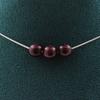 Stones and Minerals. 3 Garnet 8 Mm Pearl Necklace. Stainless Steel Chain Necklace Women Men. Customizable Size.