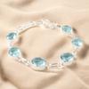 Драгоценный камень Голубой Топаз Небо 925 Стерлинговое Серебро Ювелирные Изделия Браслет Ручной Работы 9" Для Подарка RB-5-7