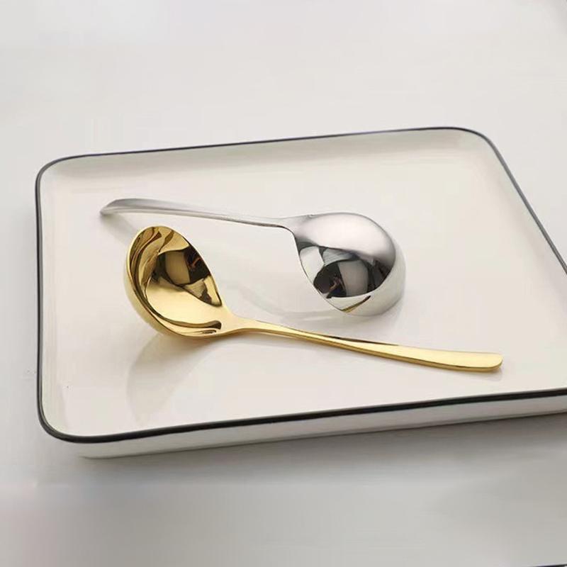 Stainless Steel Spoon Big Head Spoon Thickened Large Capacity  Pot Soup Spoon Drinking Porridge Spoon Kitchen Tools