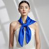 Simulated Silk Scarf Women'S 70 Square Scarf Solid Color Versatile Flight Attendant Professional Scarf Trendy High-End Sunscreen Headscarf