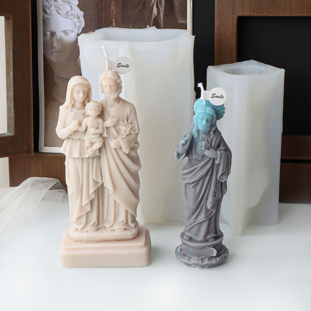 3D Jesuses Silicone Candle Mould for Handmade Soap Gypsum Resin Aromatherapy Candle Silicone Mould Desktop Decorations