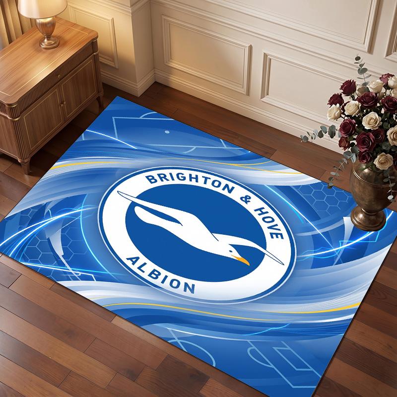 Ковер из хрустального велюра с футбольным принтом Brighton & Hove Albion, Удобный, Впитывающий влагу, Нескользящий, Для помещений