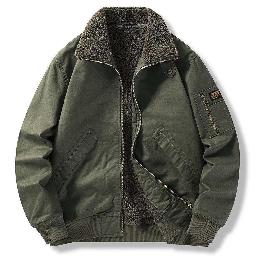 Winter Men's Lapel Jacket Middle-aged Pure Cotton Velvet Thickened Cotton-padded Jacket Men's Loose Large-size Cotton-padded Jacket