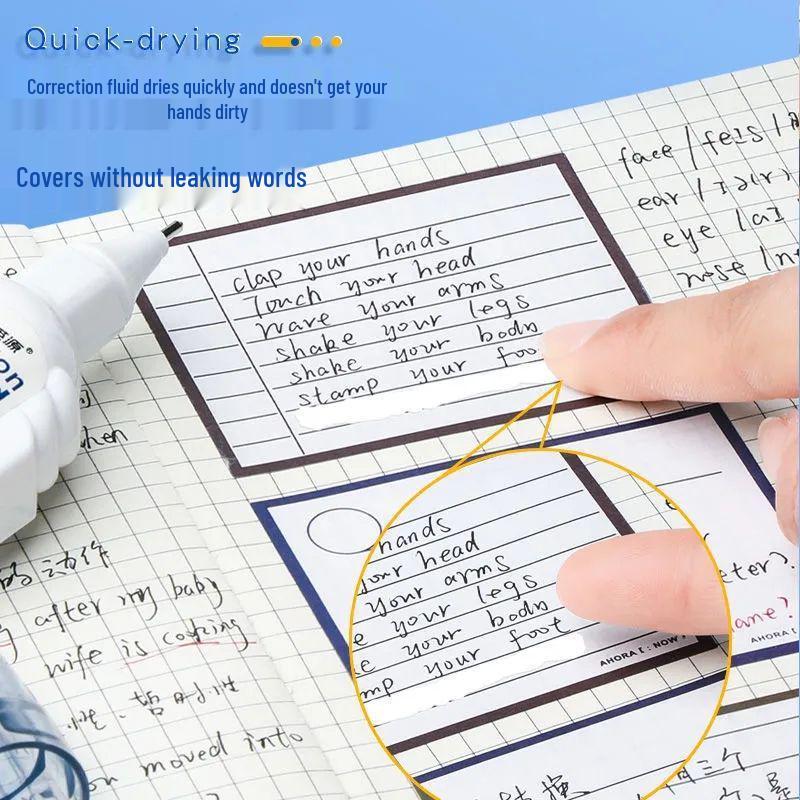 Quick-Drying White-Out Correction Fluid for Students, Large Capacity, Easy Brush-On, Seamless Correction