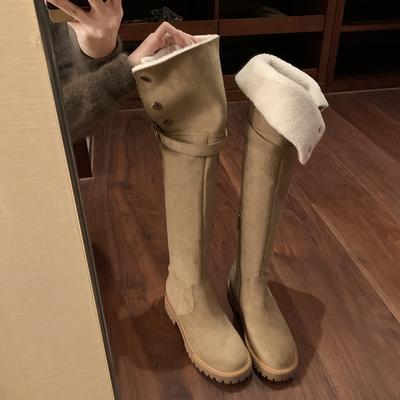 Найди второй волосок! Виноградная мать те же туфли зимние спасательные ботинки круглый носок пряжка с ремнем толстый каблук ботфорты женские