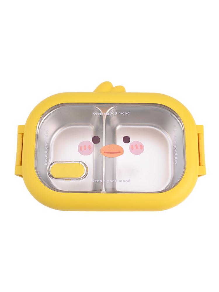 Cute Duck Stainless Steel Lunch Container 2 Compartments Leak Proof Design Perfect for Children's Meals Anywhere