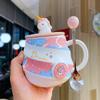 Unicorn Water Cup Rainbow Mug Coffee Cup with Lid Spoon Cute Girl Home Drinking Water Cup Ceramic Cup