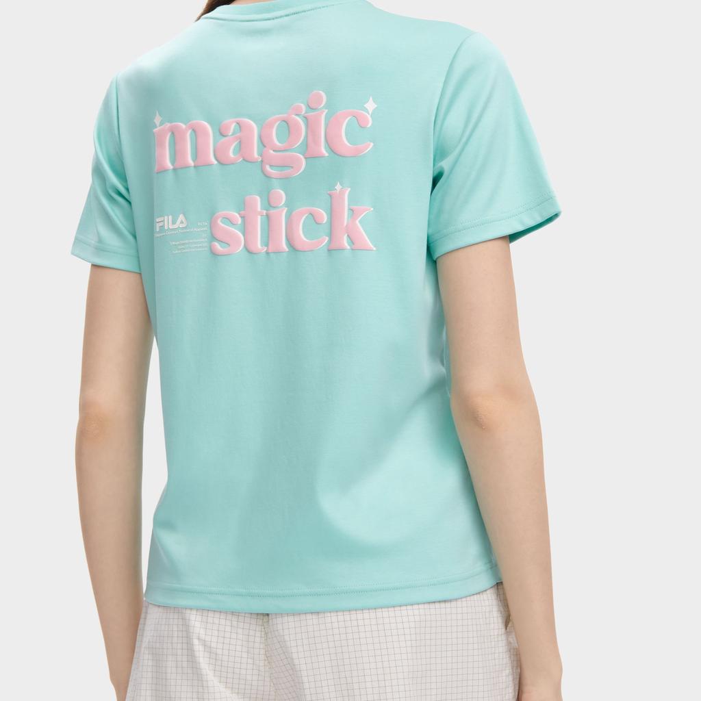 Fila Футболка женская повседневная однотонная с круглым вырезом и коротким рукавом с принтом логотипа Топы Молодежный-зеленый F11W329111F-TQ