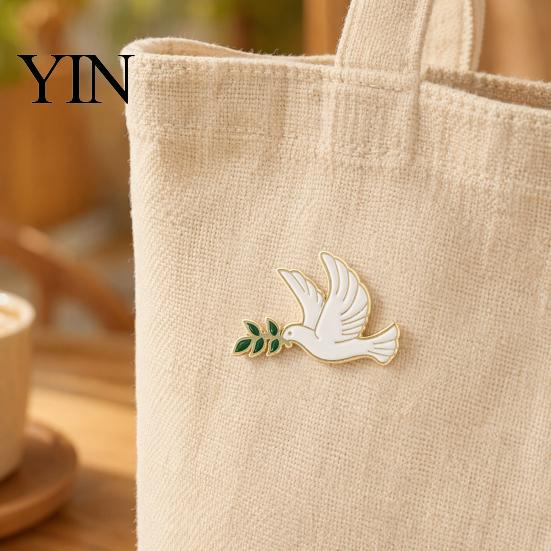 Olive Branch Pin Brooch Pin, Pigeon Design Lapel Metal Bird Backpack Decorative Badge for School Bag Clothes Accessories Accessory