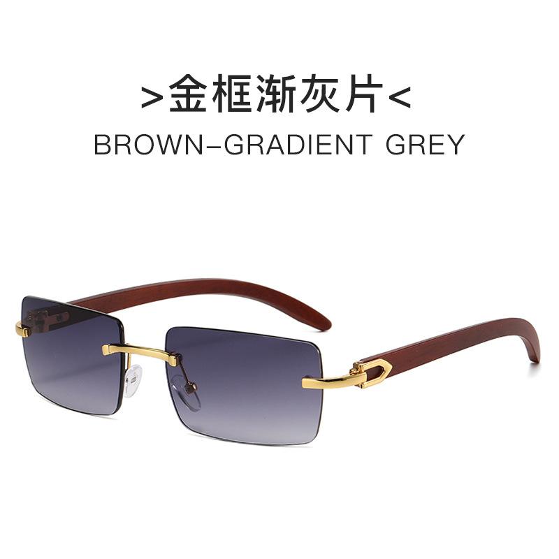 Модные солнцезащитные очки без оправы с бриллиантовой отделкой, мужские очки с имитацией древесного зерна, солнцезащитные очки на ножках, модные мужские очки, оттенки