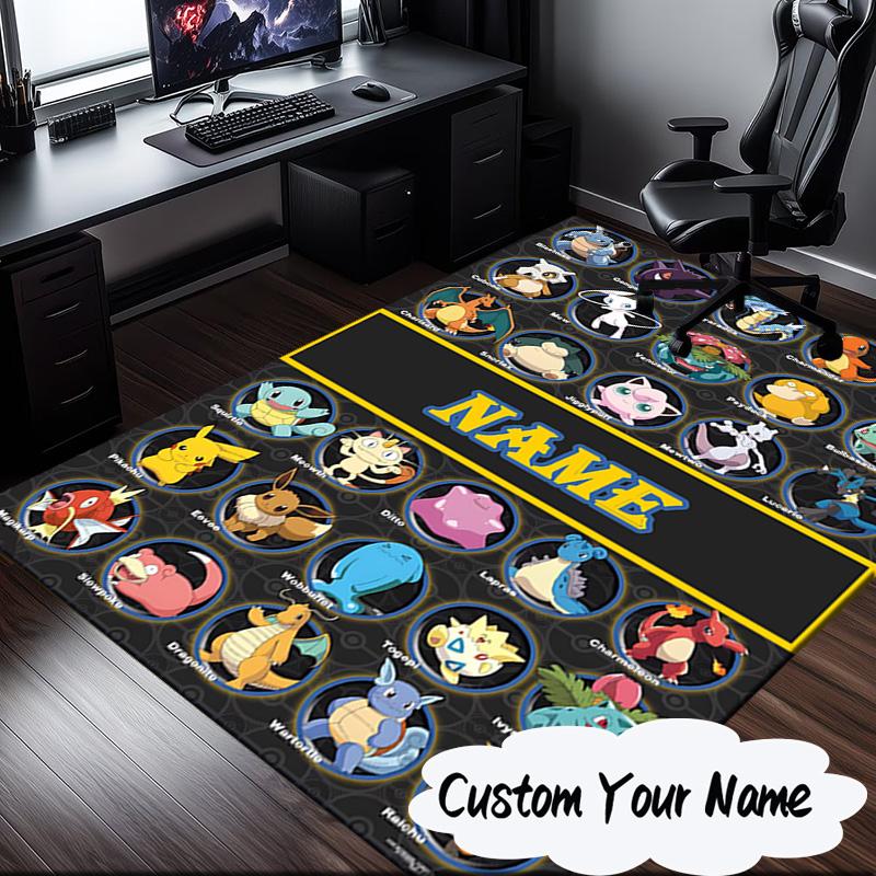 Custom Name Rug Pok-mon Carpet Game rug Area Rug Suitable for Kitchens, Homes, Offices, Living Rooms,Home Decor,Birthday Gift