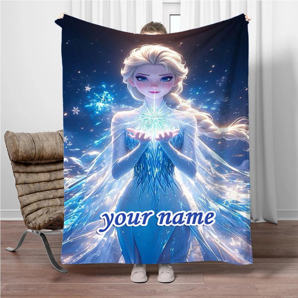Персонализированное именное одеяло, Disney Cartoon Frozen Princess Elsa, теплые одеяла для взрослых и детей и удобные одеяла