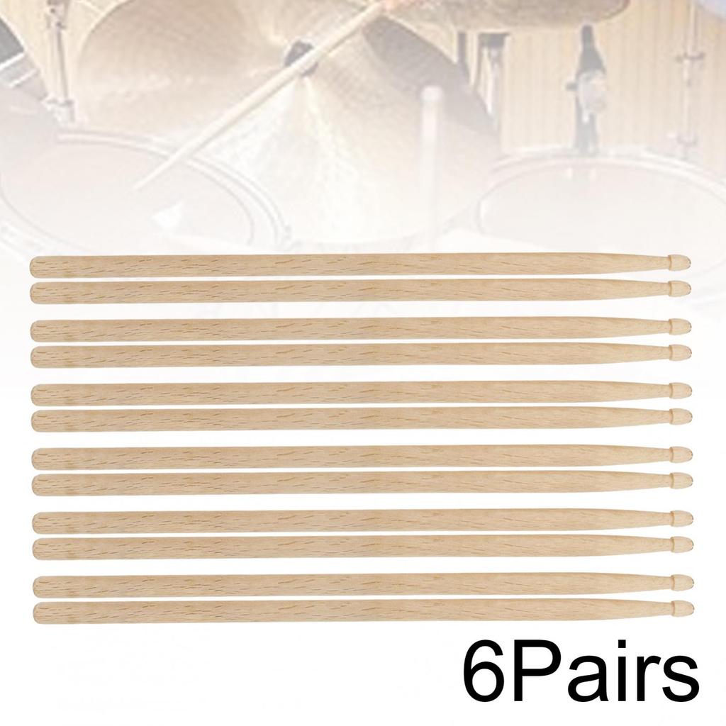 6 пар классических барабанных палочек из кленового дерева 5А для джазовых упражнений на барабанах